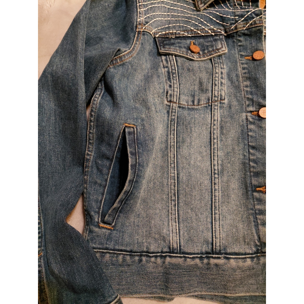 MARINE LAYER Blue Jean Eileen Embroidered Jacket Soft Denim Size Women's Large - Picture 9 of 13